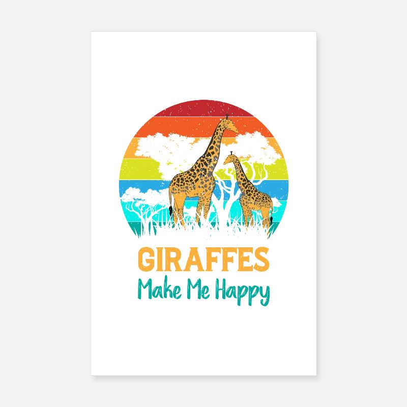 Giraffen machen mich glücklich – Lustige Giraffe Poster 20x30 cm