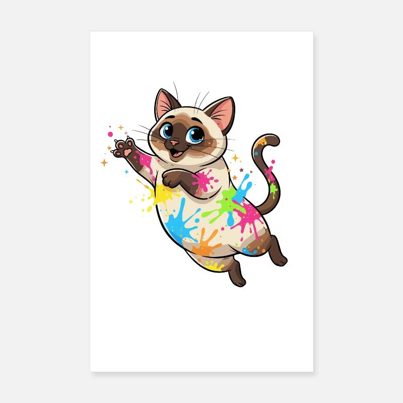 Éclaboussures colorées de Chat Poster 20 x 30 cm