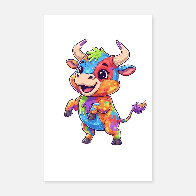 Farbenfrohe Kuh Farbexplosion Poster 20x30 cm