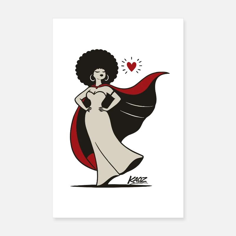 Afro Diva Cape Hero Poster 20 x 30 cm