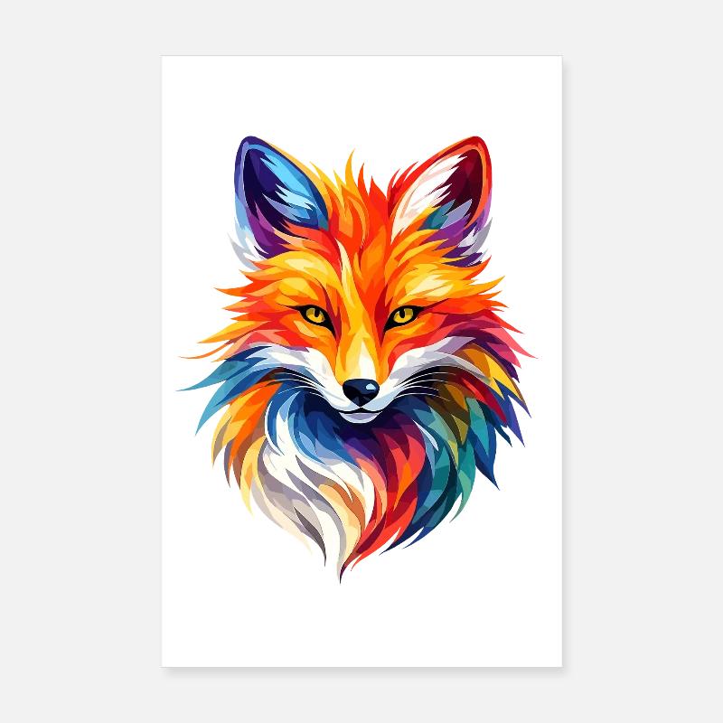 Colorful Fox Polygon Design – Moderne Fuchs Kunst Poster 20x30 cm