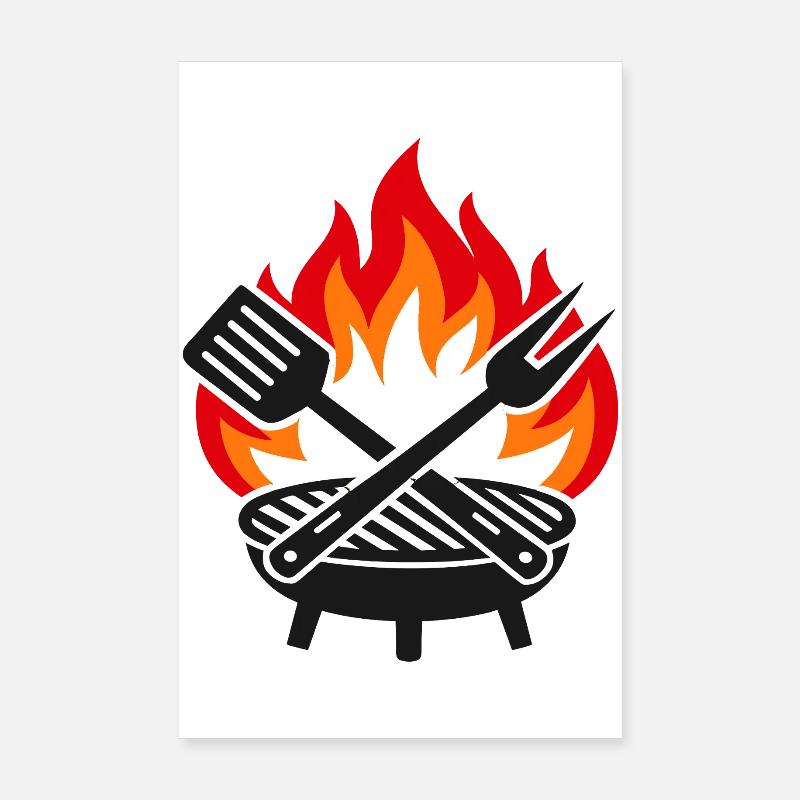 Flammen-Grill-Sommerabend Poster 20x30 cm
