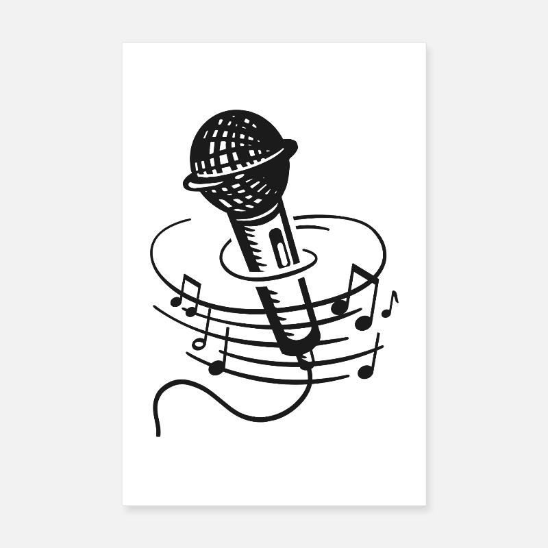 Singer Microphone Karaoke Musician Microphone Singing Poster 8" x 12" (20x30 cm)
