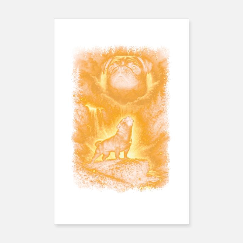 Mops, Mond Poster 20x30 cm