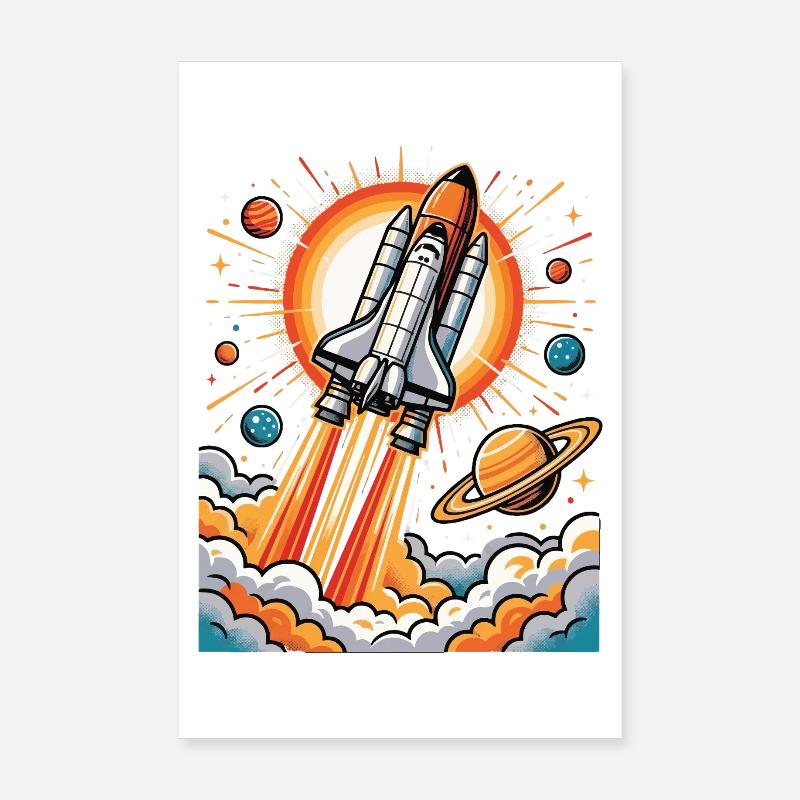Explosion de fusée dans l’espace Poster 20 x 30 cm