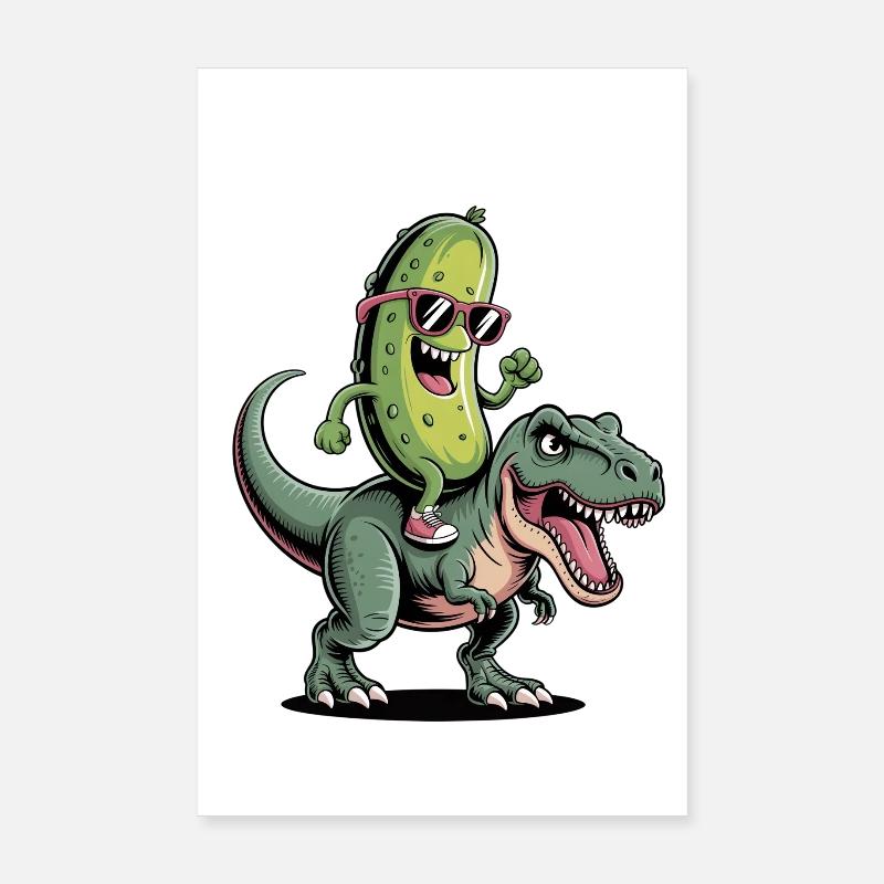 Sour cucumber rides dinosaur Poster 8" x 12" (20x30 cm)
