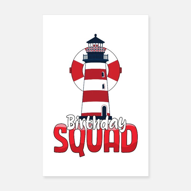 Birthday Squad Beach Summer Cruise Lighthouse Poster 8" x 12" (20x30 cm)