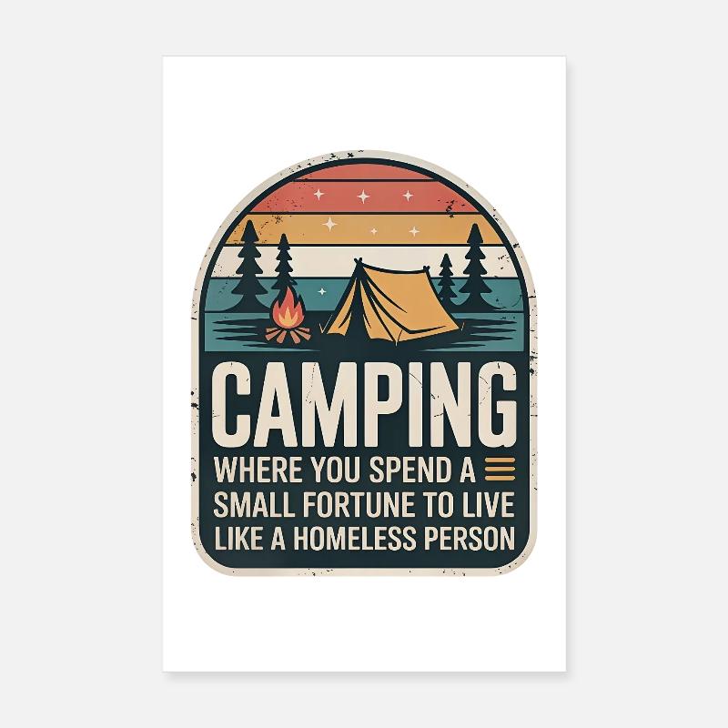 Design rétro de camping Poster 20 x 30 cm