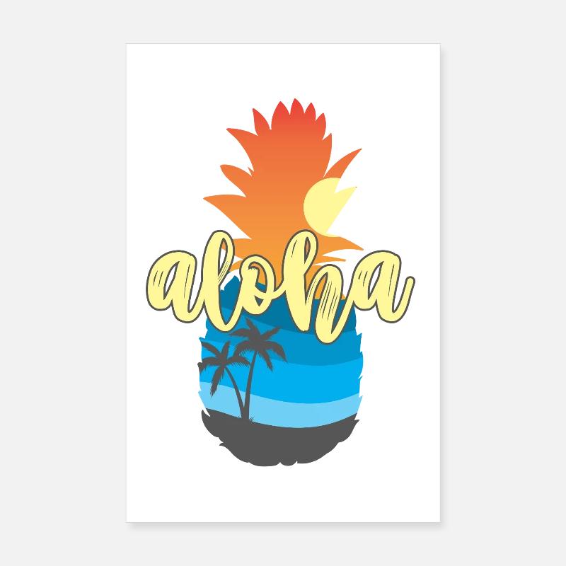 Aloha Sunset Pineapple – Ambiances de la plage d’Hawaï Poster 20 x 30 cm