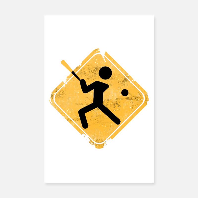Silhouette de baseball avec batte Poster 20 x 30 cm