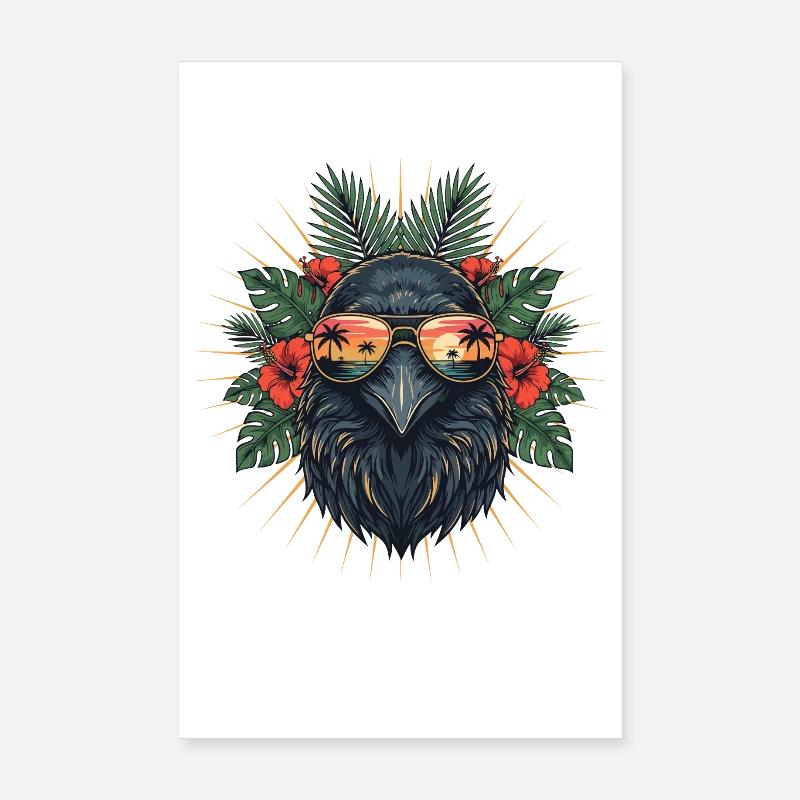 Tropical bird with sunglasses Poster 8" x 12" (20x30 cm)