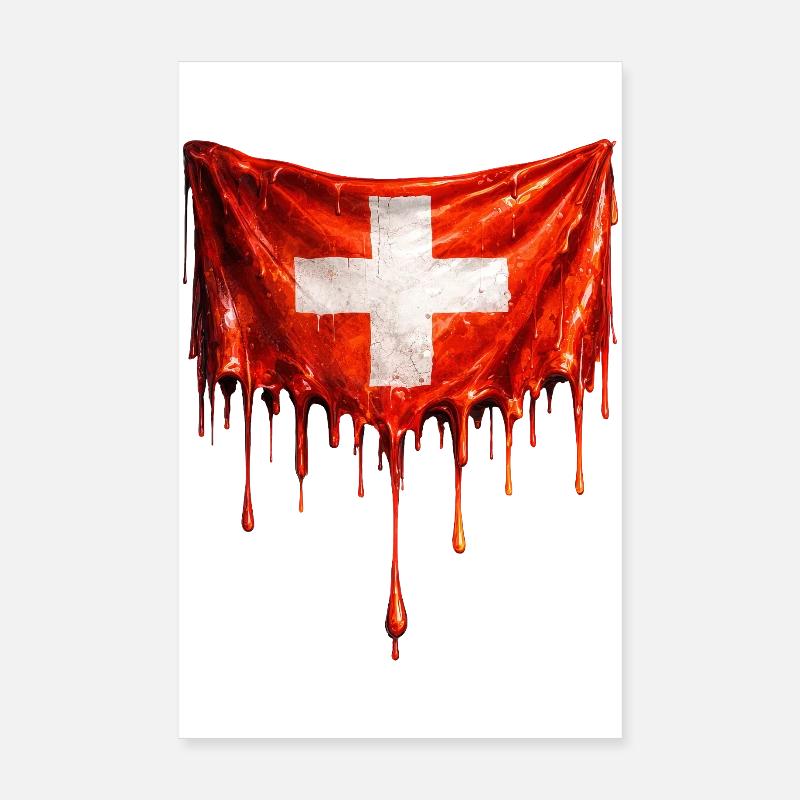 Abtropfende Schweizer Flagge Poster 20x30 cm