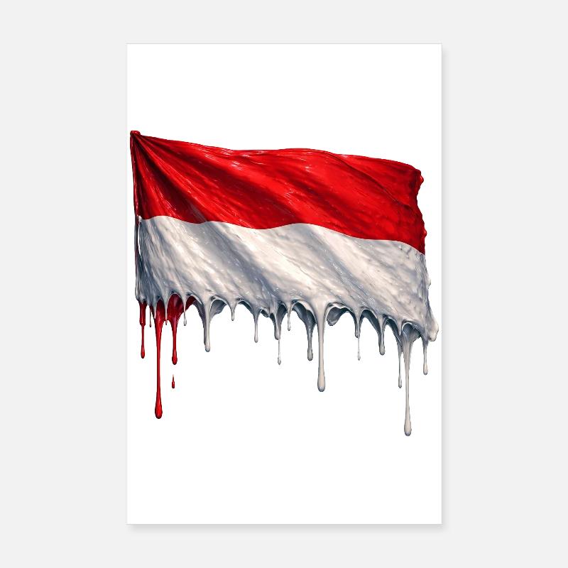Indonesia Flag Drop Art Poster 8" x 12" (20x30 cm)