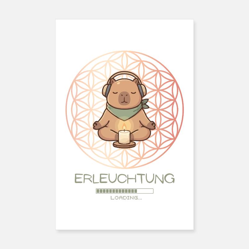 Enlightenment loading – Funny Capybara Yoga Gift Poster 8" x 12" (20x30 cm)