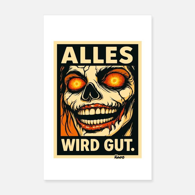 Alles Wird Gut Skull Portrait Poster 8" x 12" (20x30 cm)