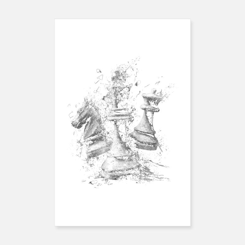 Schach Figuren Explosion Design Dynamisches Bretts Poster 20x30 cm