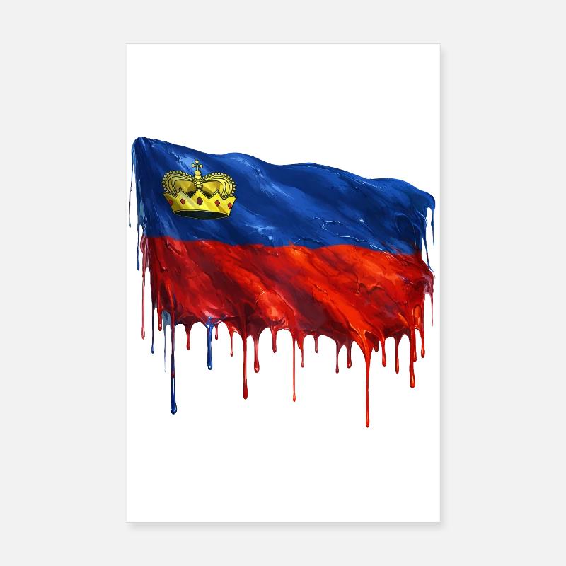 Couleurs colorées du drapeau du Liechtenstein Poster 20 x 30 cm