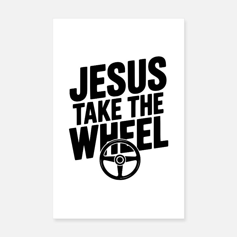 Jésus prend le volant Poster 20 x 30 cm