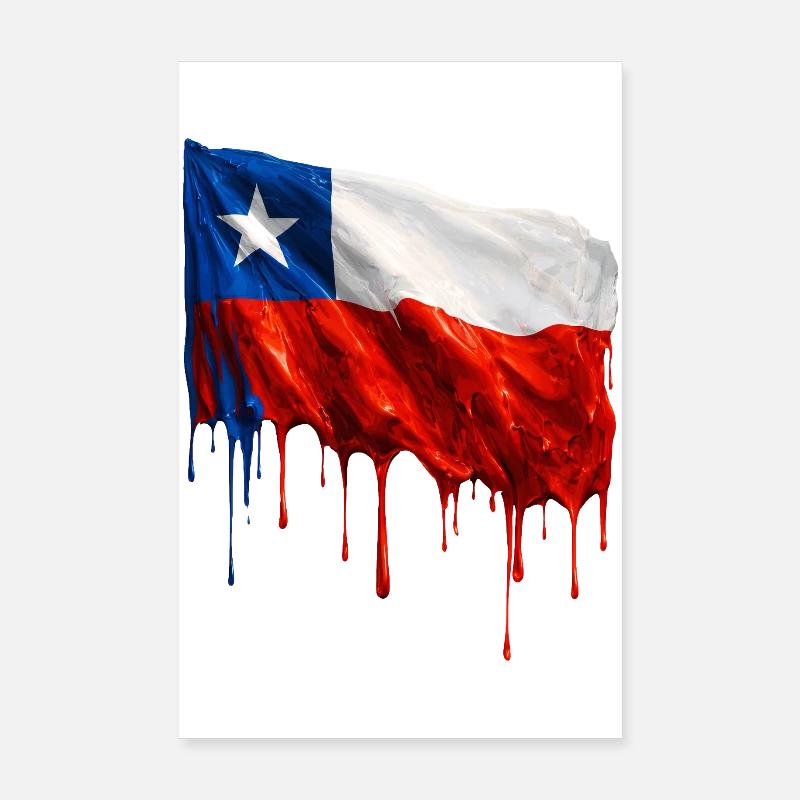 Chile Flag Dripping Solid Poster 8" x 12" (20x30 cm)