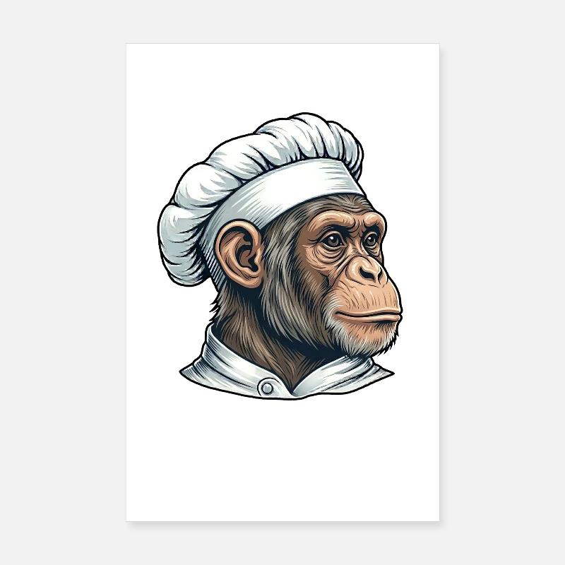 Dessin animé Chimpanzee Cook Poster 20 x 30 cm