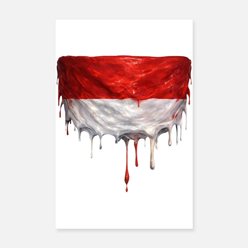 Drapeau indonésien dégoulinant Poster 20 x 30 cm