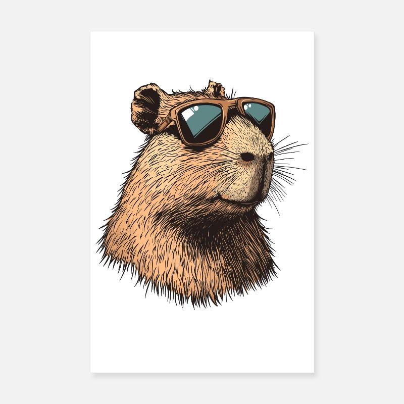 Capybara avec lunettes de soleil Poster 20 x 30 cm