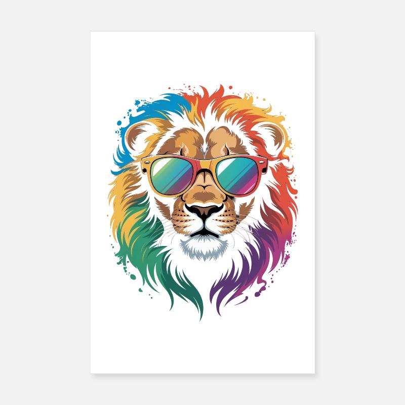 Bunter Löwe Wasserfarben Spritzer Graffiti Poster 20x30 cm