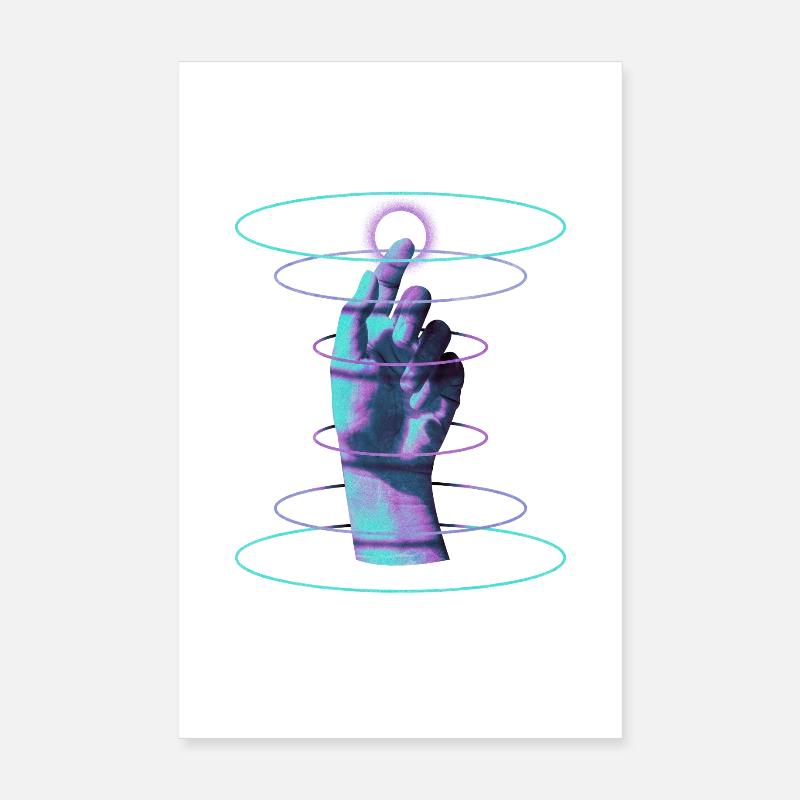 Techno Main Hypnotique Rave DJ - Musique Techno Poster 20 x 30 cm