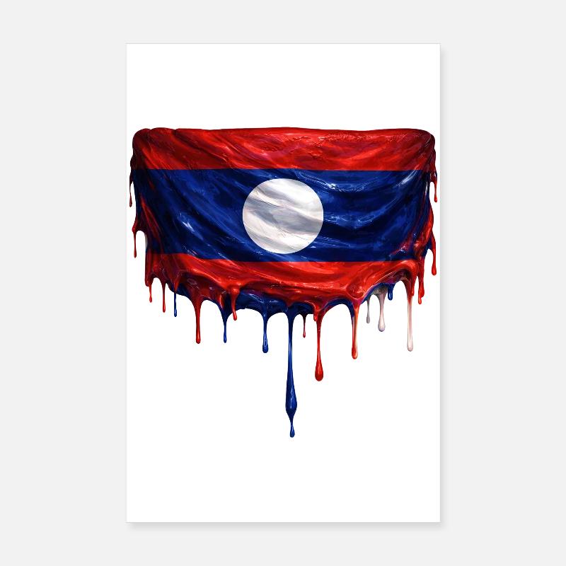 Drapeau du Laos couleur colorée Poster 20 x 30 cm