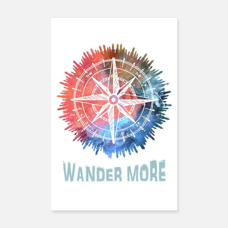 Wander More Compass Batik Poster 20x30 cm