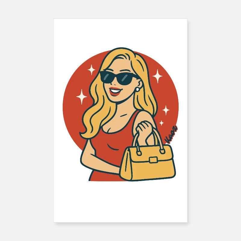 Retro Glam Sunglasses Diva Poster 8" x 12" (20x30 cm)