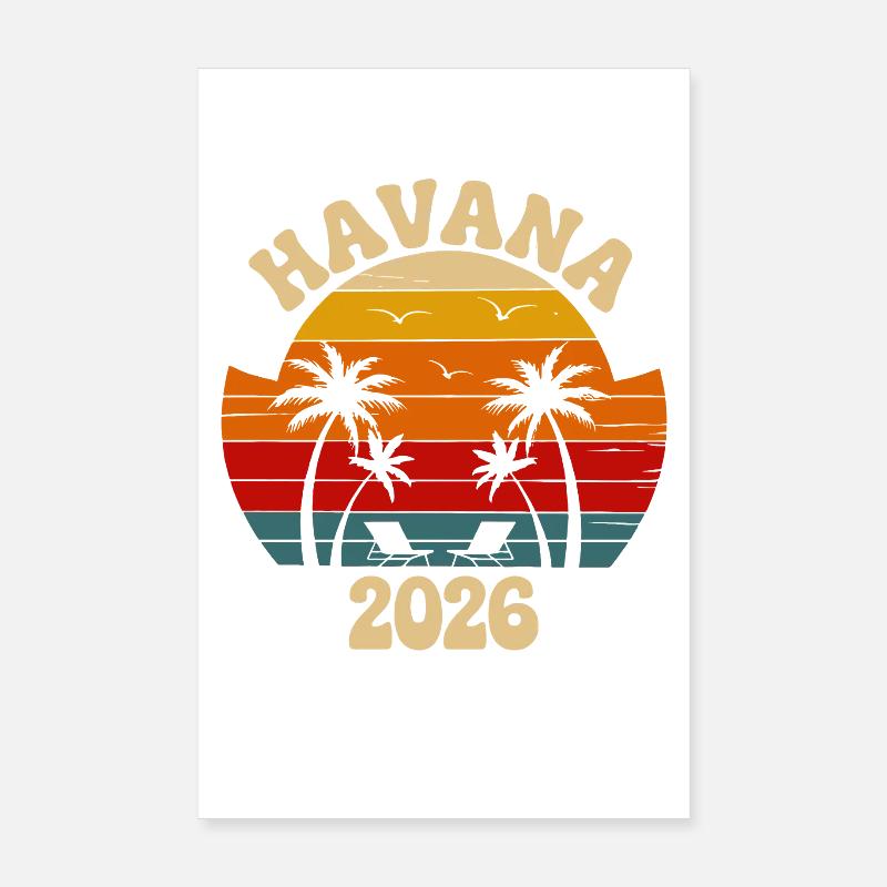 La Havane 2026 Coucher de soleil rétro Poster 20 x 30 cm