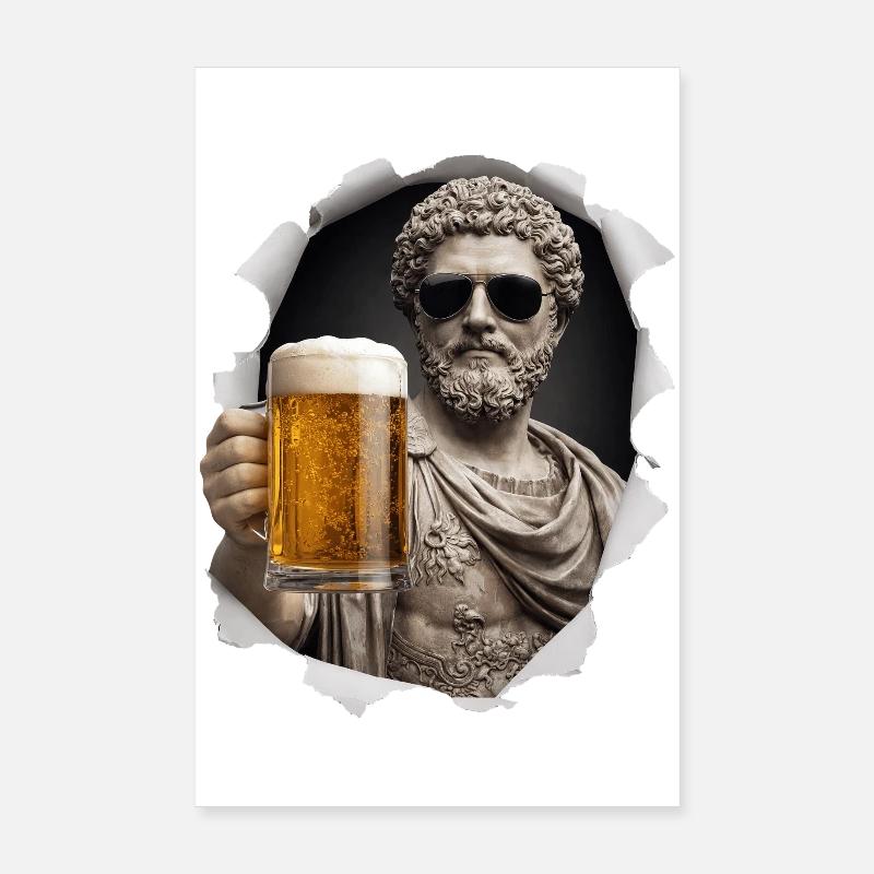 Marcus Aurelius mit Sonnenbrille und Bier Poster 20x30 cm