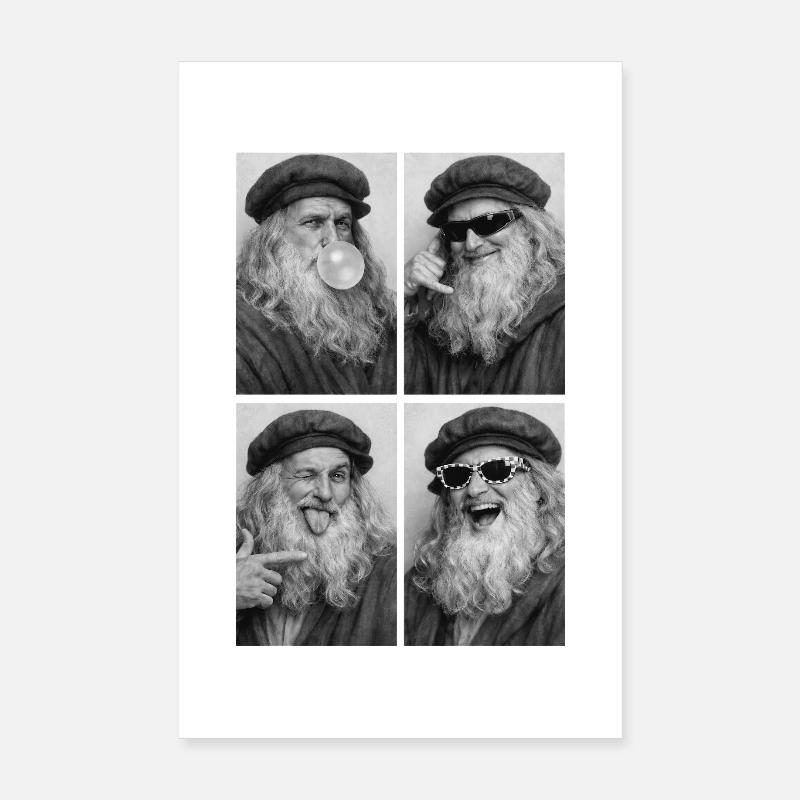 Leonardo da Vinci Collage Poster 20x30 cm