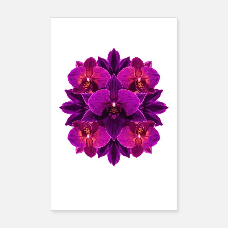 Mandala Orchidée Lumière Pourpre Poster 20 x 30 cm
