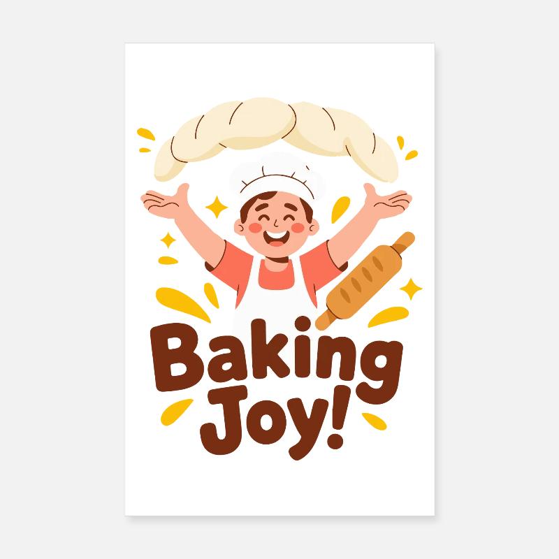Baking Joy Cartoon Chef Poster 8" x 12" (20x30 cm)