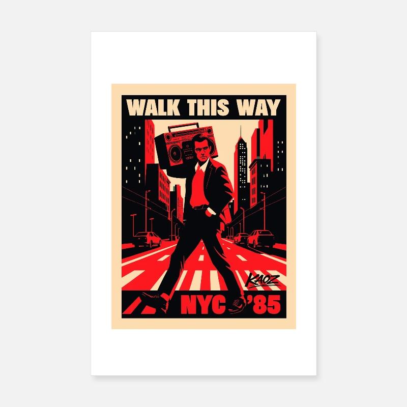 NyC 85 Retro Boombox Walk Poster 8" x 12" (20x30 cm)