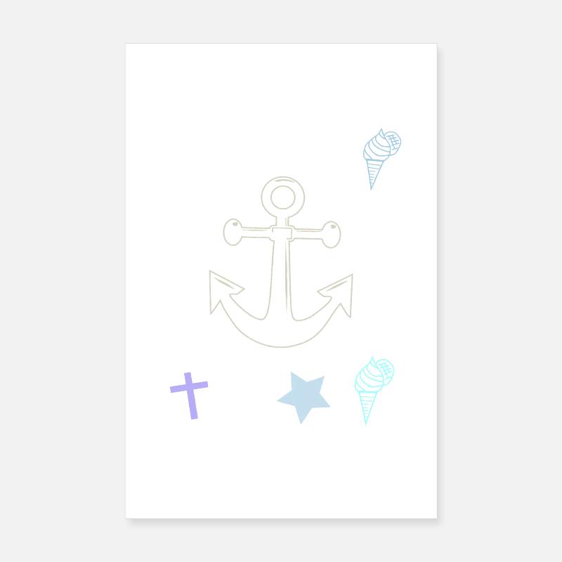 Glace Maritime Anchor Cross Poster 20 x 30 cm