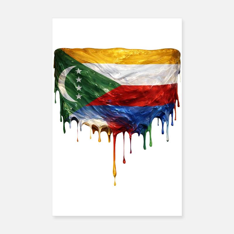 Drapeau des Comores : Couleurs flottantes Poster 20 x 30 cm