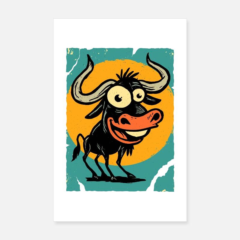 Drôle de taureau dans le cercle du soleil Poster 20 x 30 cm