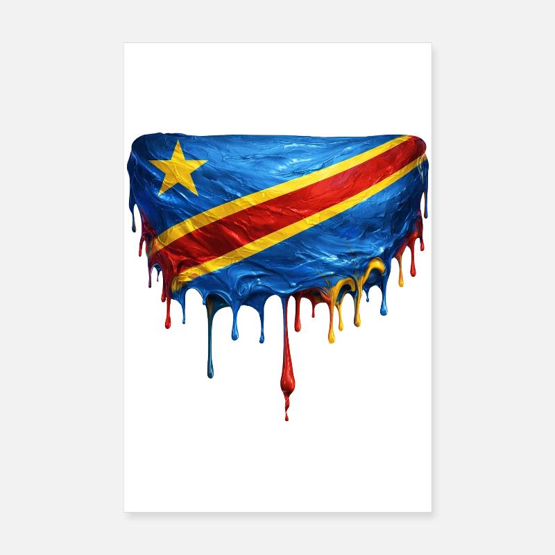 Congo flag in drop art Poster 8" x 12" (20x30 cm)
