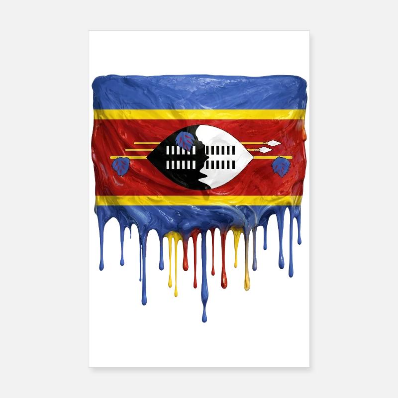 Eswatini Flag Drop Art Poster 8" x 12" (20x30 cm)
