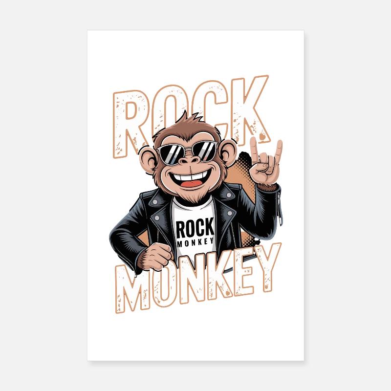 Rock Monkey Monkey Rocker Sunglasses Leather Jacket Poster 8" x 12" (20x30 cm)
