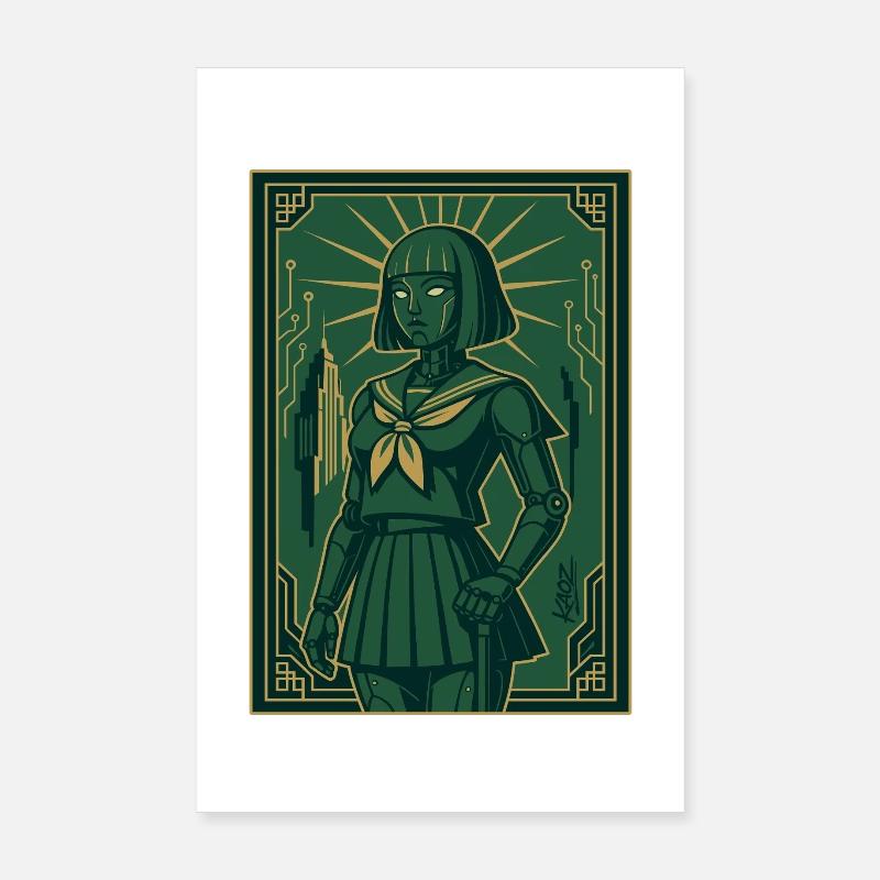 Cyber Deco Android Green Sentinel Poster 20 x 30 cm