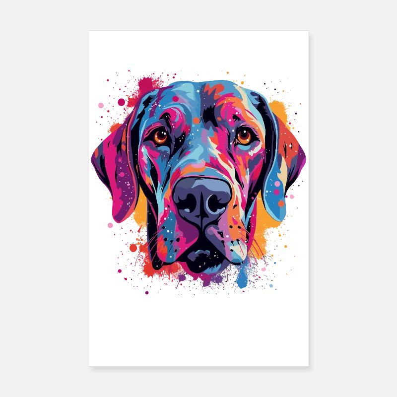 Bunte Dogge-Splash-Art Poster 20x30 cm