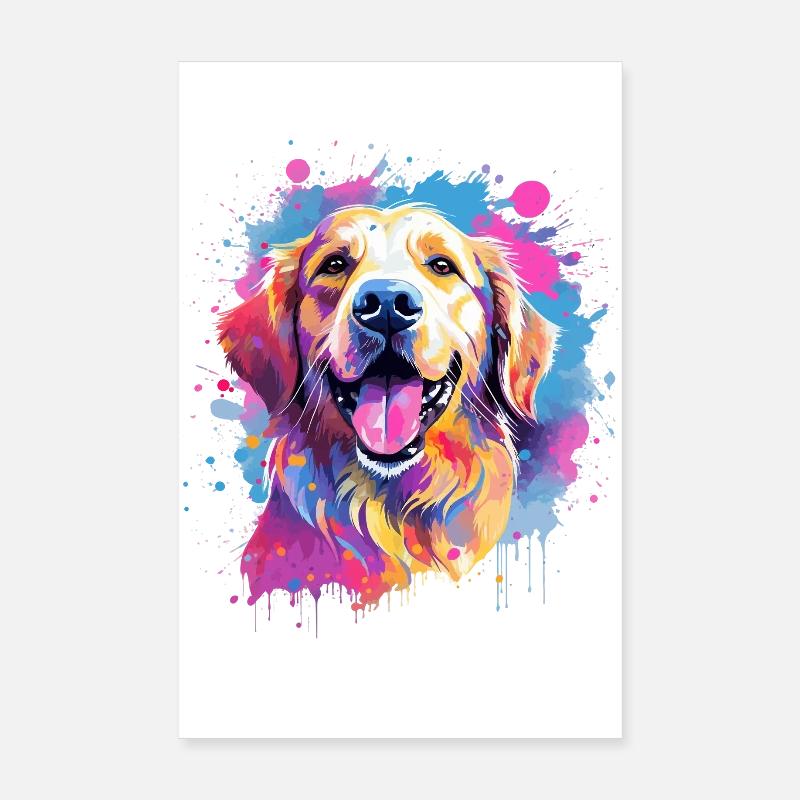 Bunte Hunde-Splash-Kunst Golden Retriever Poster 20x30 cm