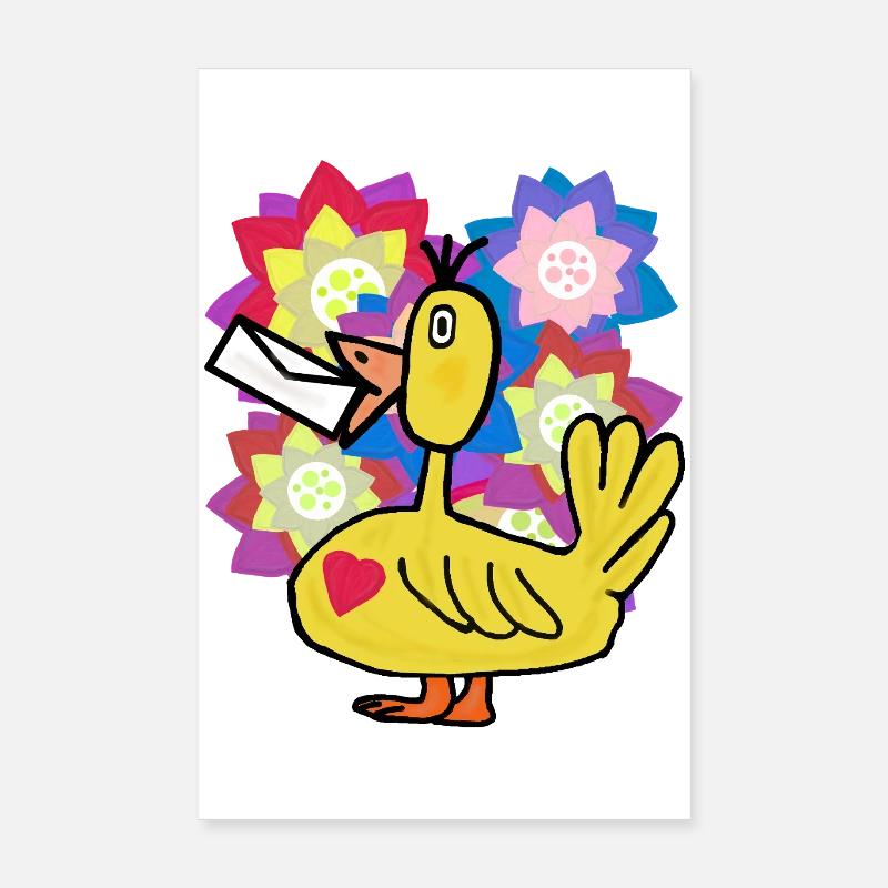 Fleurs de canard Salutations d’anniversaire Fleurs de canard Poster 20 x 30 cm