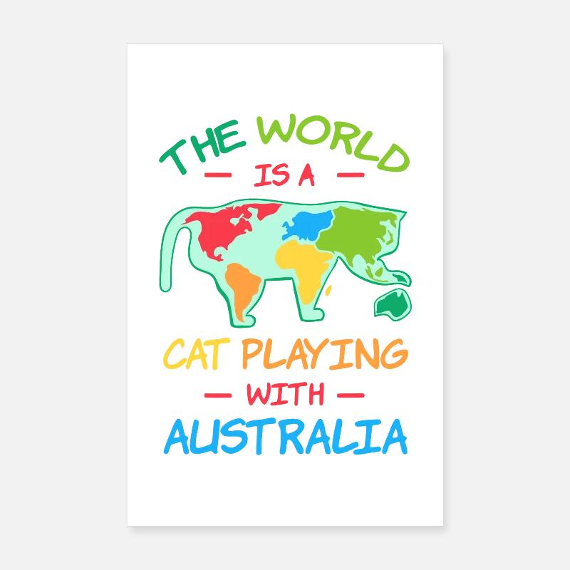 World Cat spielt mit Australien Poster 20x30 cm
