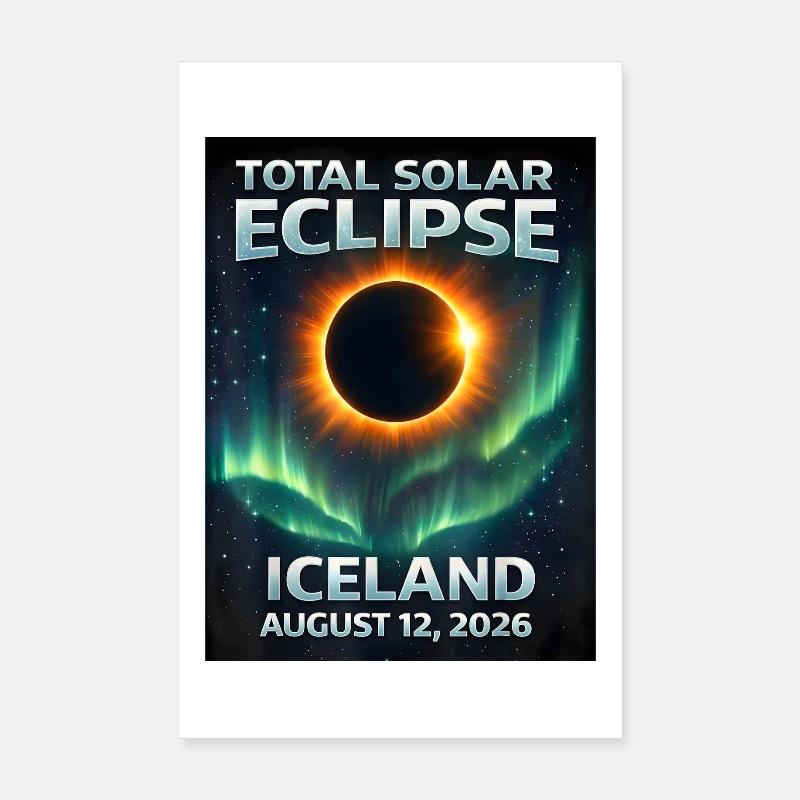 Total Solar Eclipse Iceland 2026 Poster 8" x 12" (20x30 cm)