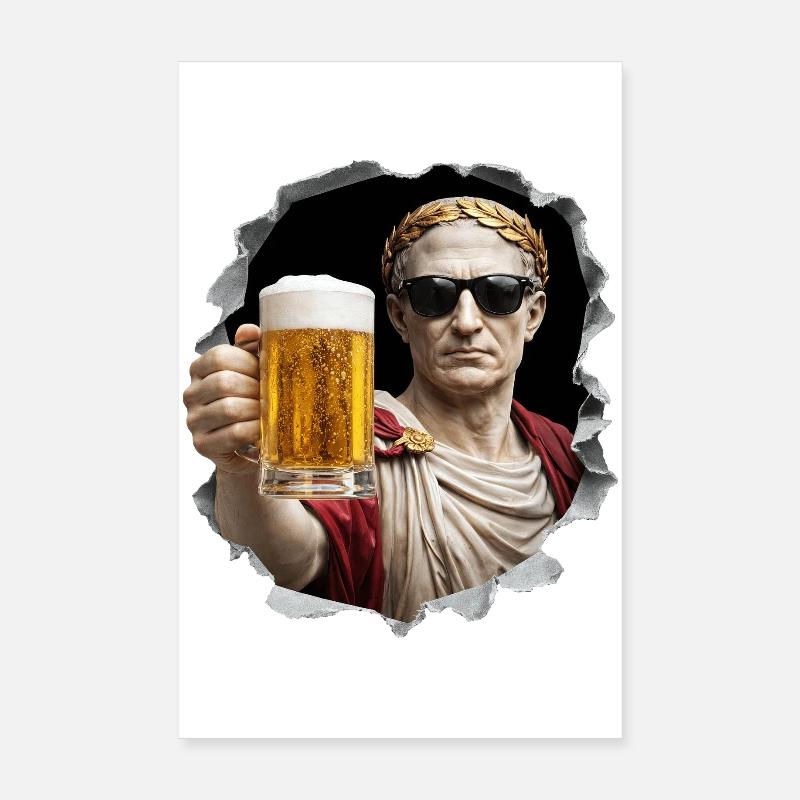  Caesar mit Bier und Sonnenbrille Poster 20x30 cm